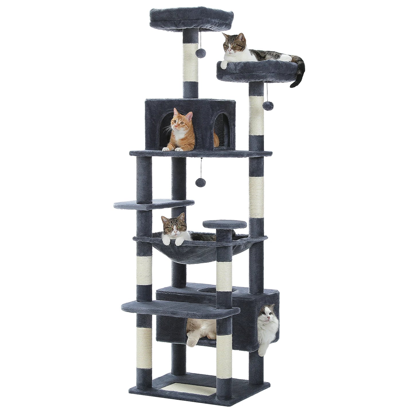 Large Cat Tree Tower with Hammock & Condos