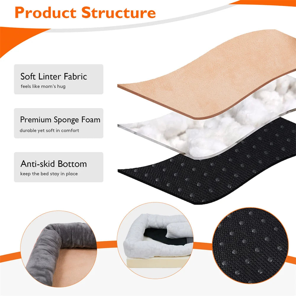 Orthopedic Dog Sofa Bed • Memory Foam & Bolster