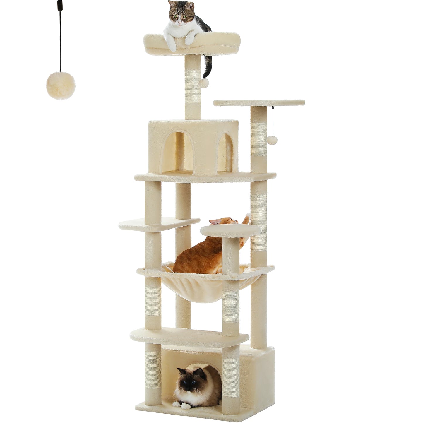 Large Cat Tree Tower with Hammock & Condos