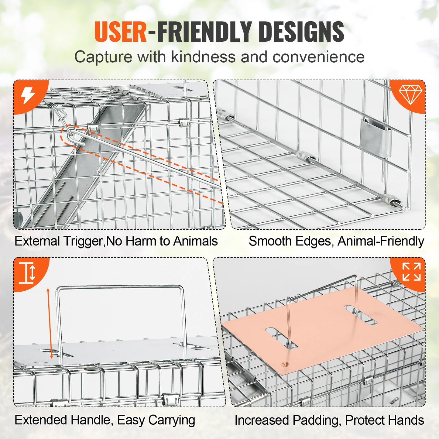 Humane Live Animal Trap – Folding Steel Cage
