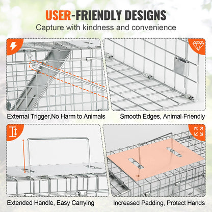 Humane Live Animal Trap – Folding Steel Cage