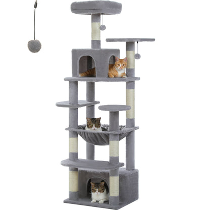 Large Cat Tree Tower with Hammock & Condos