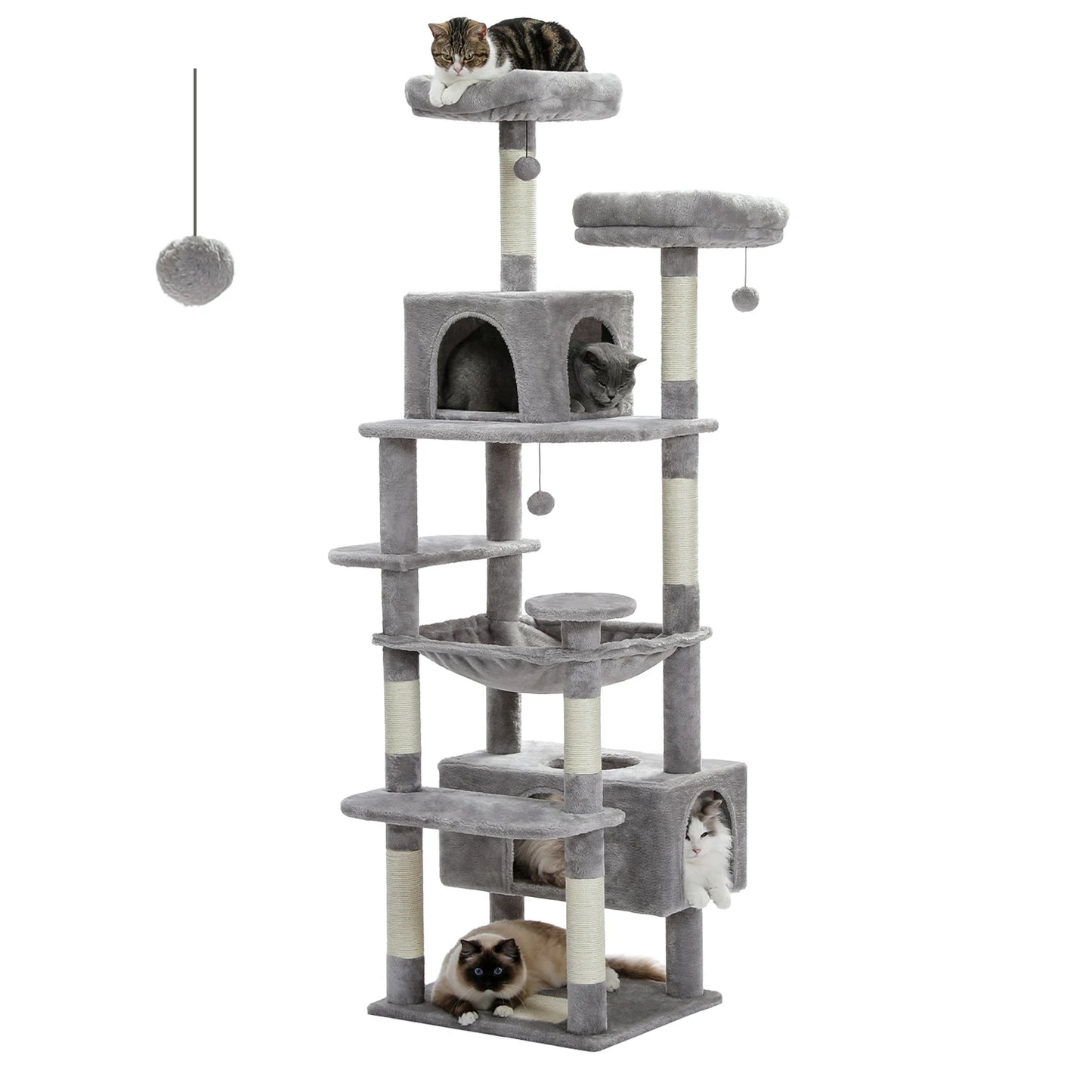 Large Cat Tree Tower with Hammock & Condos