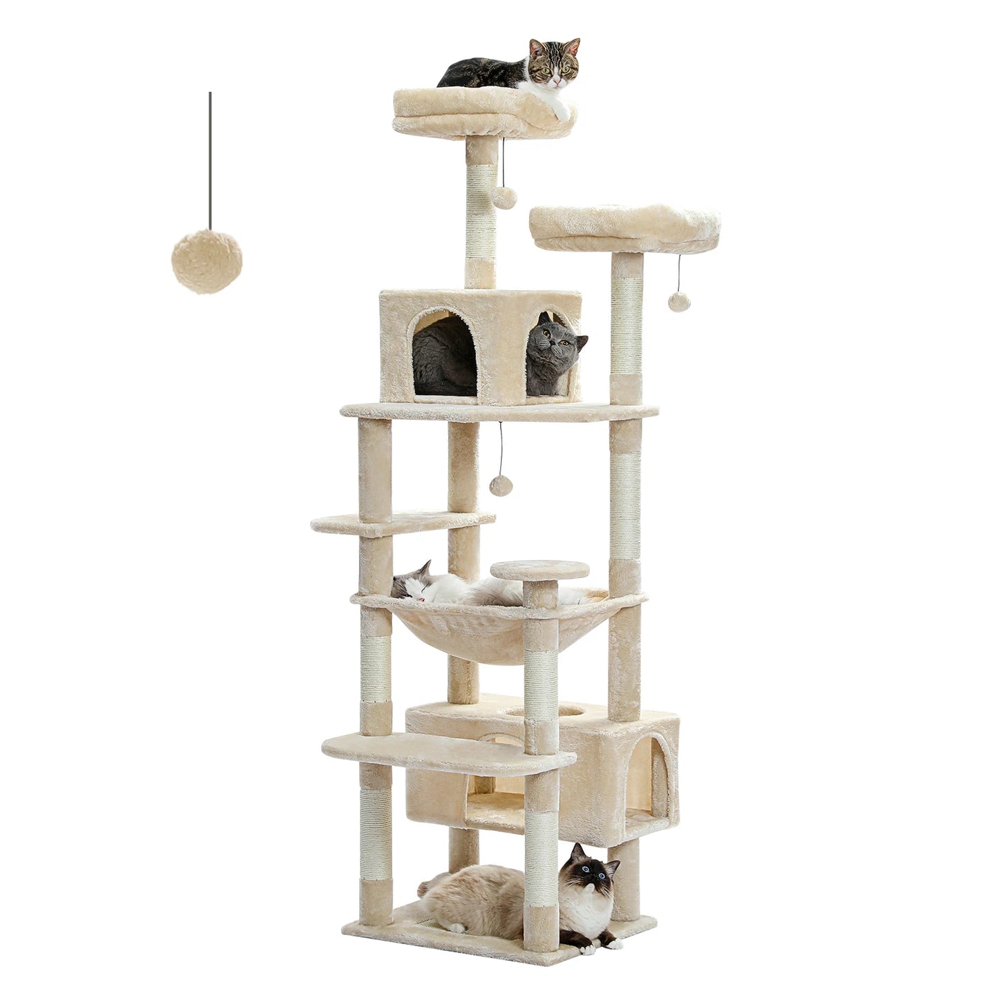 Large Cat Tree Tower with Hammock & Condos