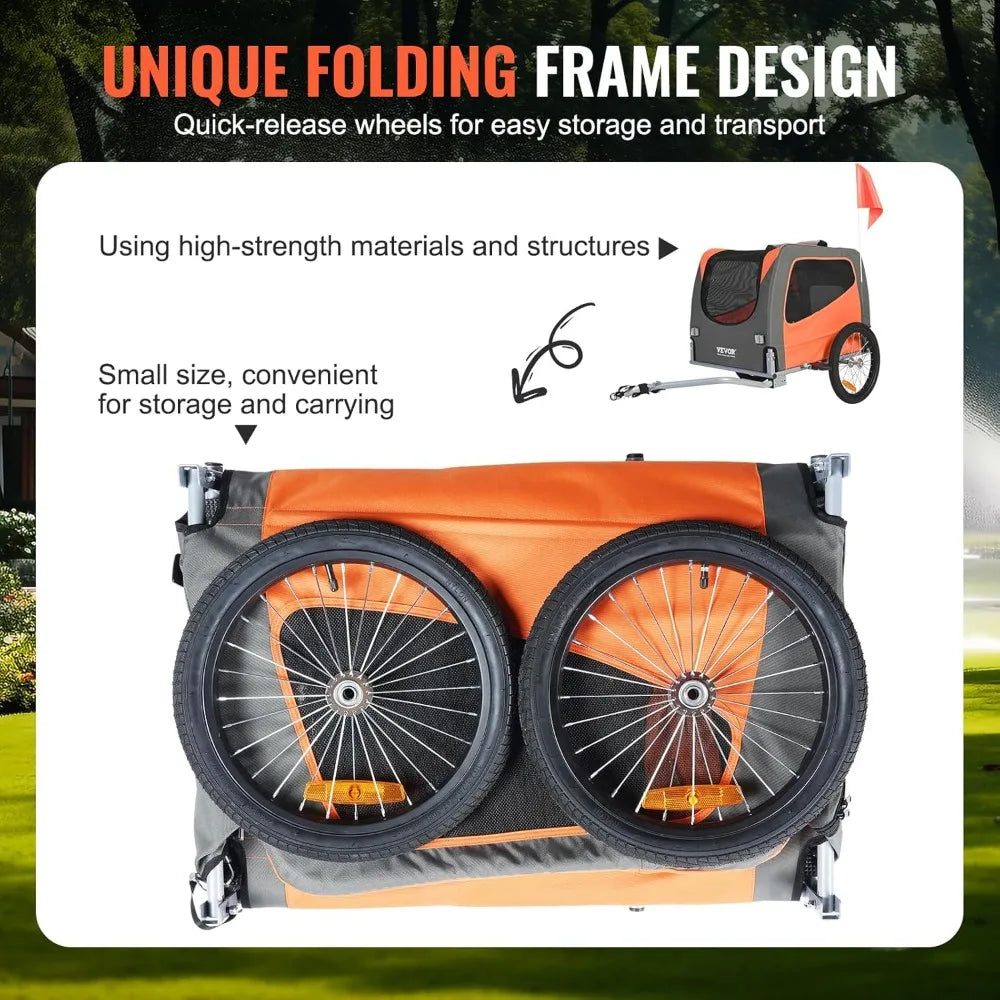 Pet Bike Trailer – Foldable, Safe, 66 lb Limit