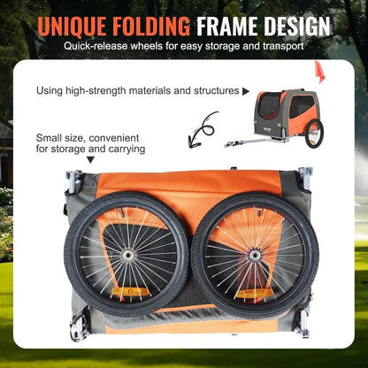 Pet Bike Trailer – Foldable, Safe, 66 lb Limit