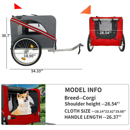 Foldable Dog Bike Trailer – Outdoor Pet Stroller with 20" Wheels