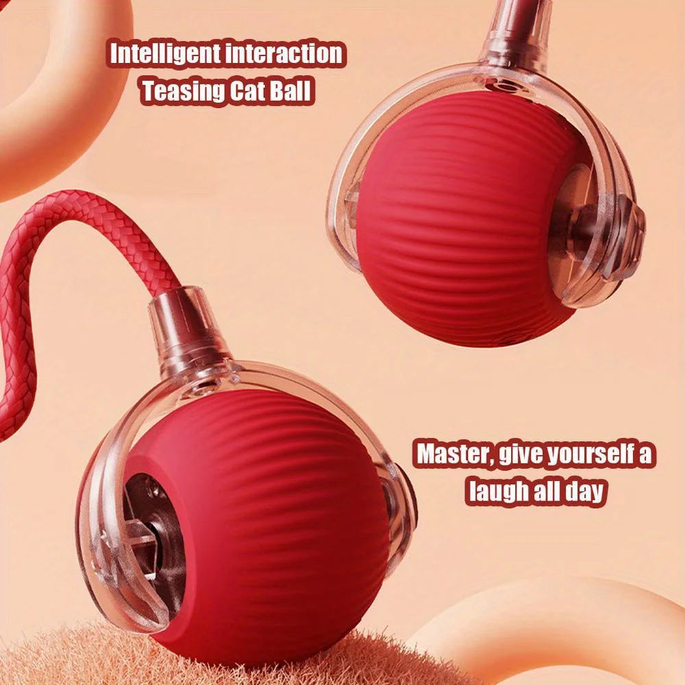 Automatic Interactive Cat Ball – Rechargeable Smart Rolling Toy with Faux Tail