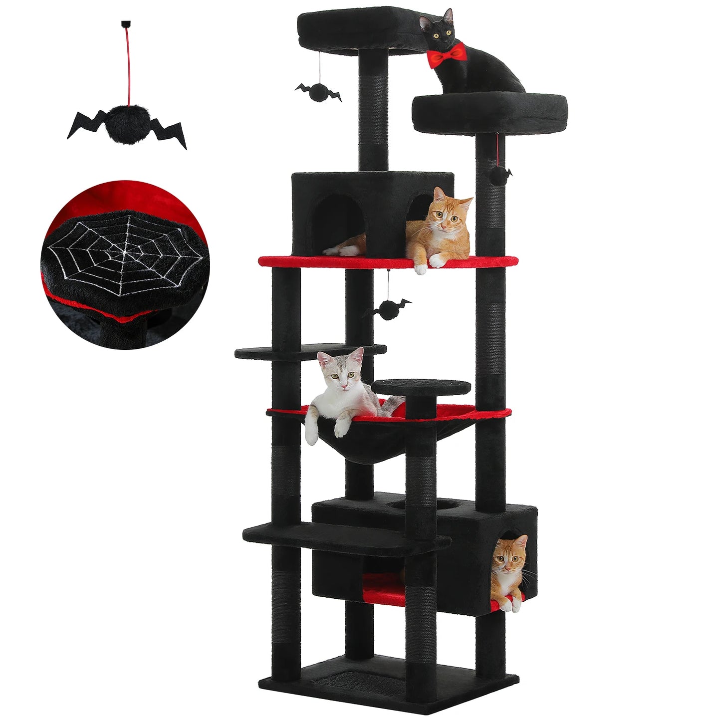 Large Cat Tree Tower with Hammock & Condos
