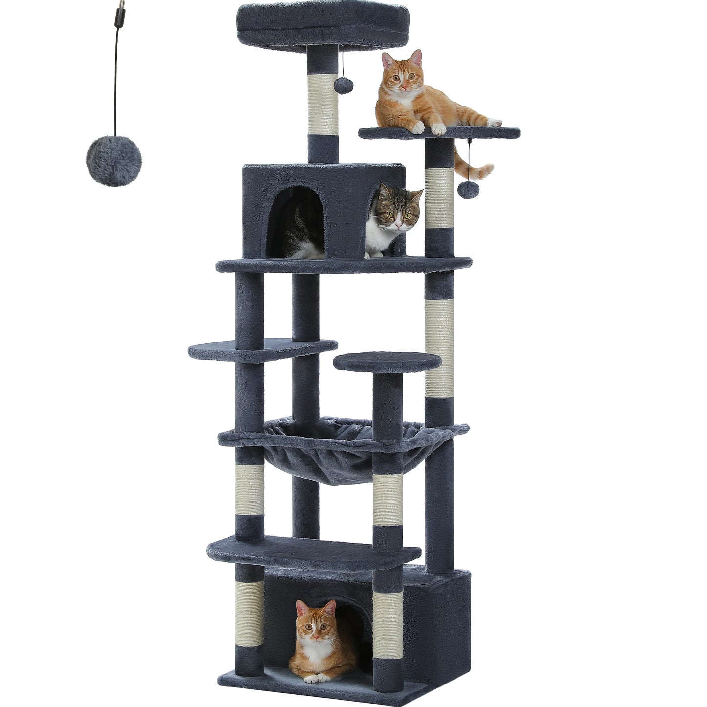 Large Cat Tree Tower with Hammock & Condos
