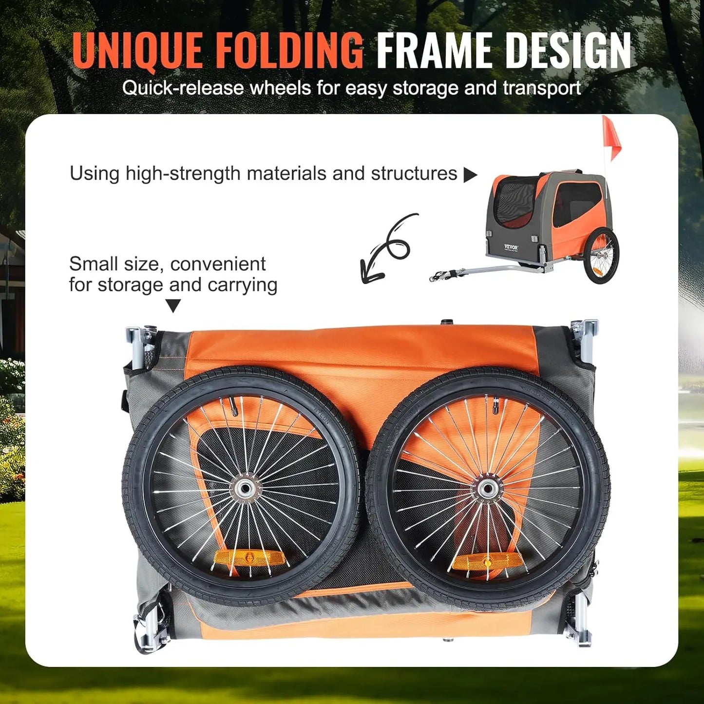 Pet Bike Trailer – Foldable, Safe, 66 lb Limit