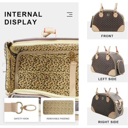 Designer Dog Carrier Handbag – Brown PU Leather